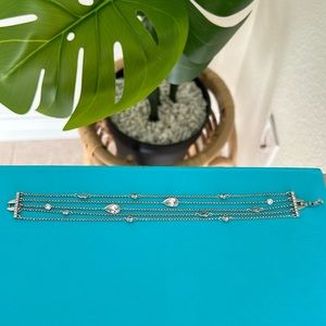 Silver Crystal Bracelet Classic Elegant Layered Chain Clasp Bridal Formal Event